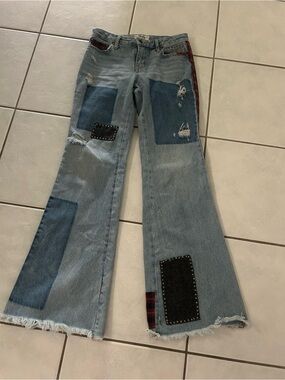 Free People- We The Free Light Blue Patchwork Flare Jeans